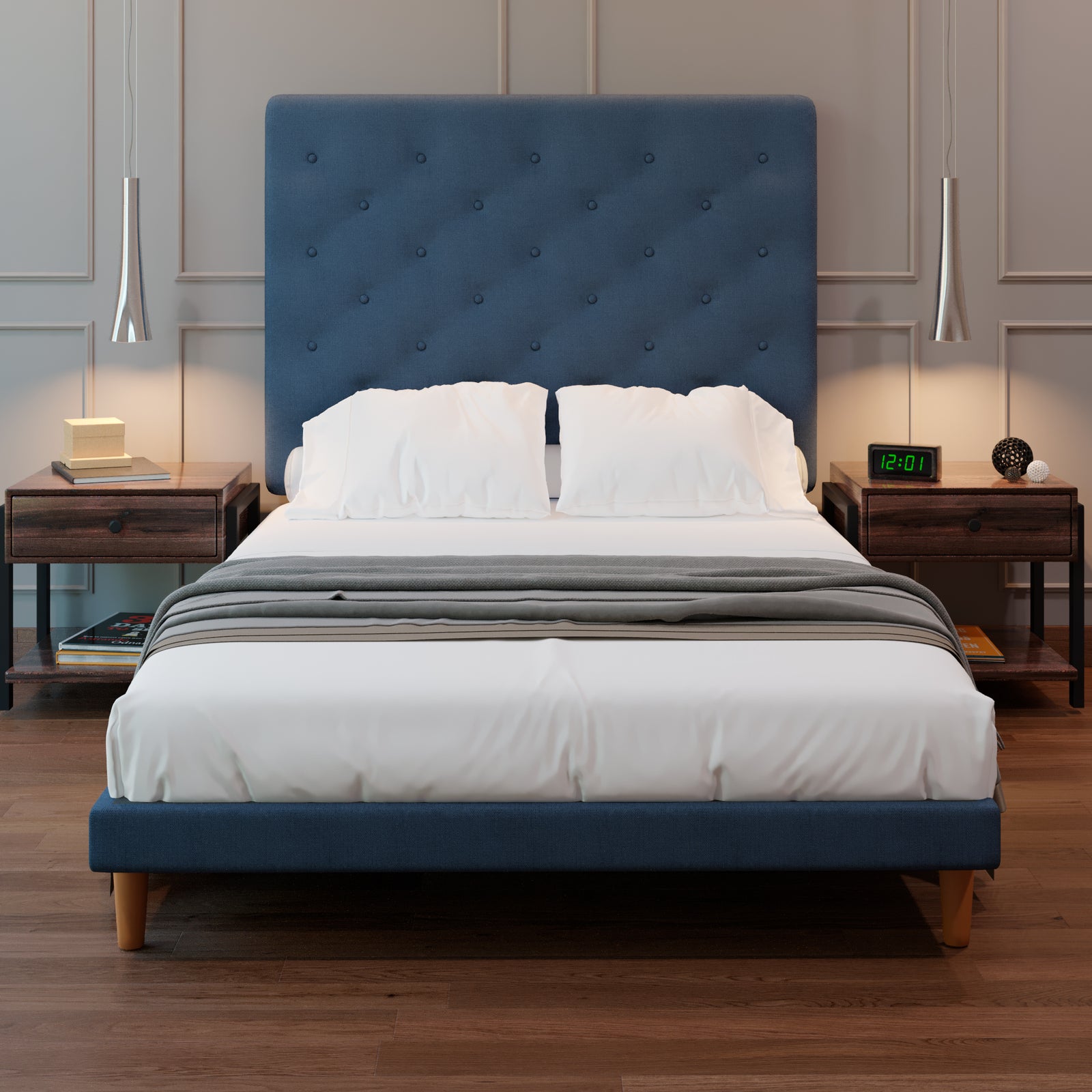 Cama Tradicional Quintana Lino Azul