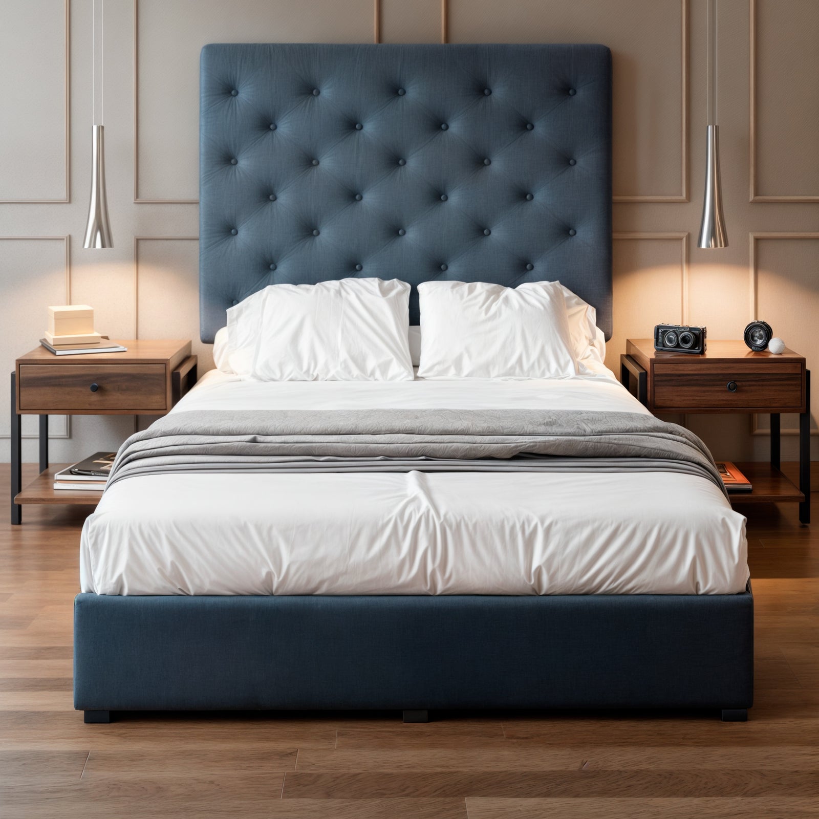 Cama Armable Quintana Lino Azul
