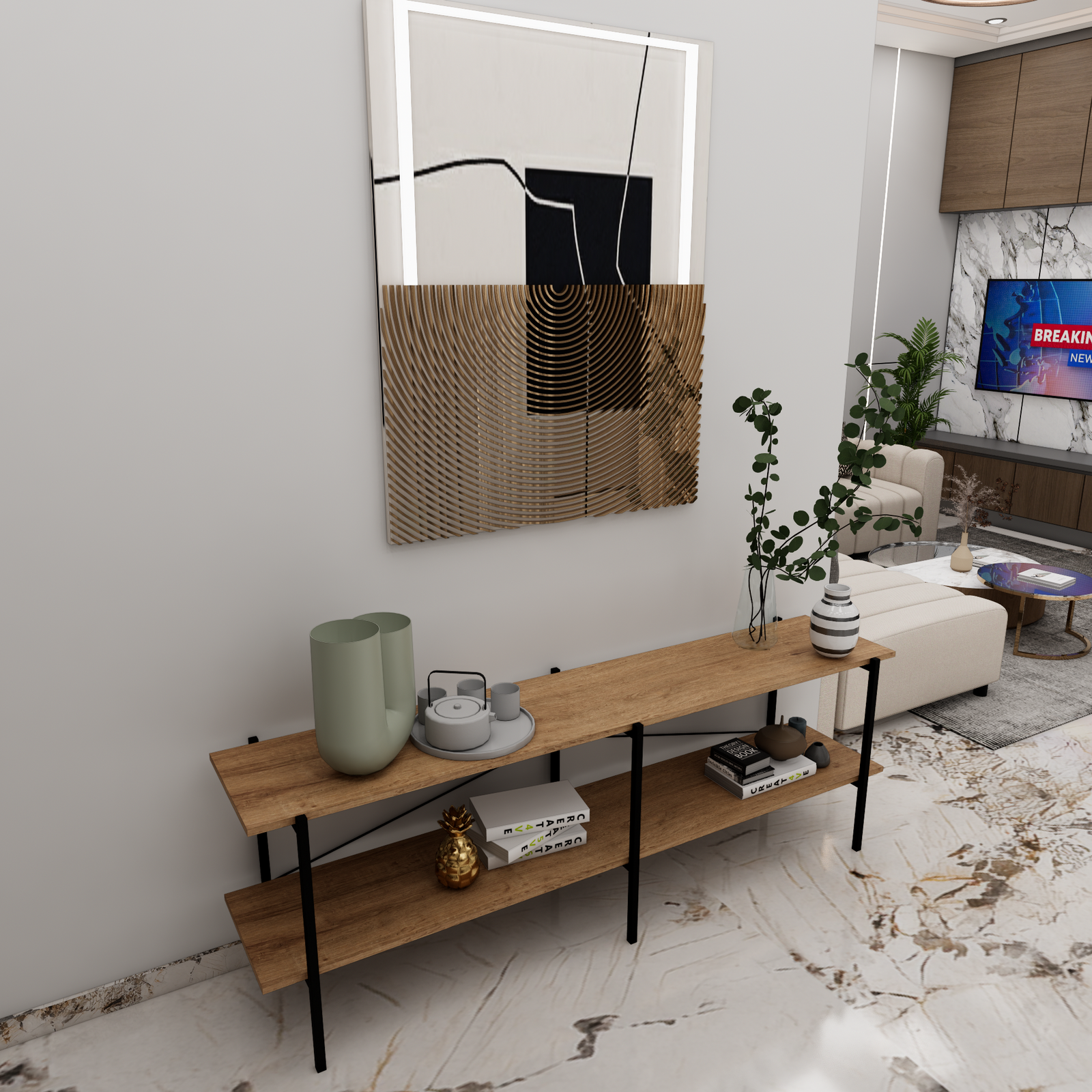 Mueble TV/ Credenza ZEN Metal y Madera