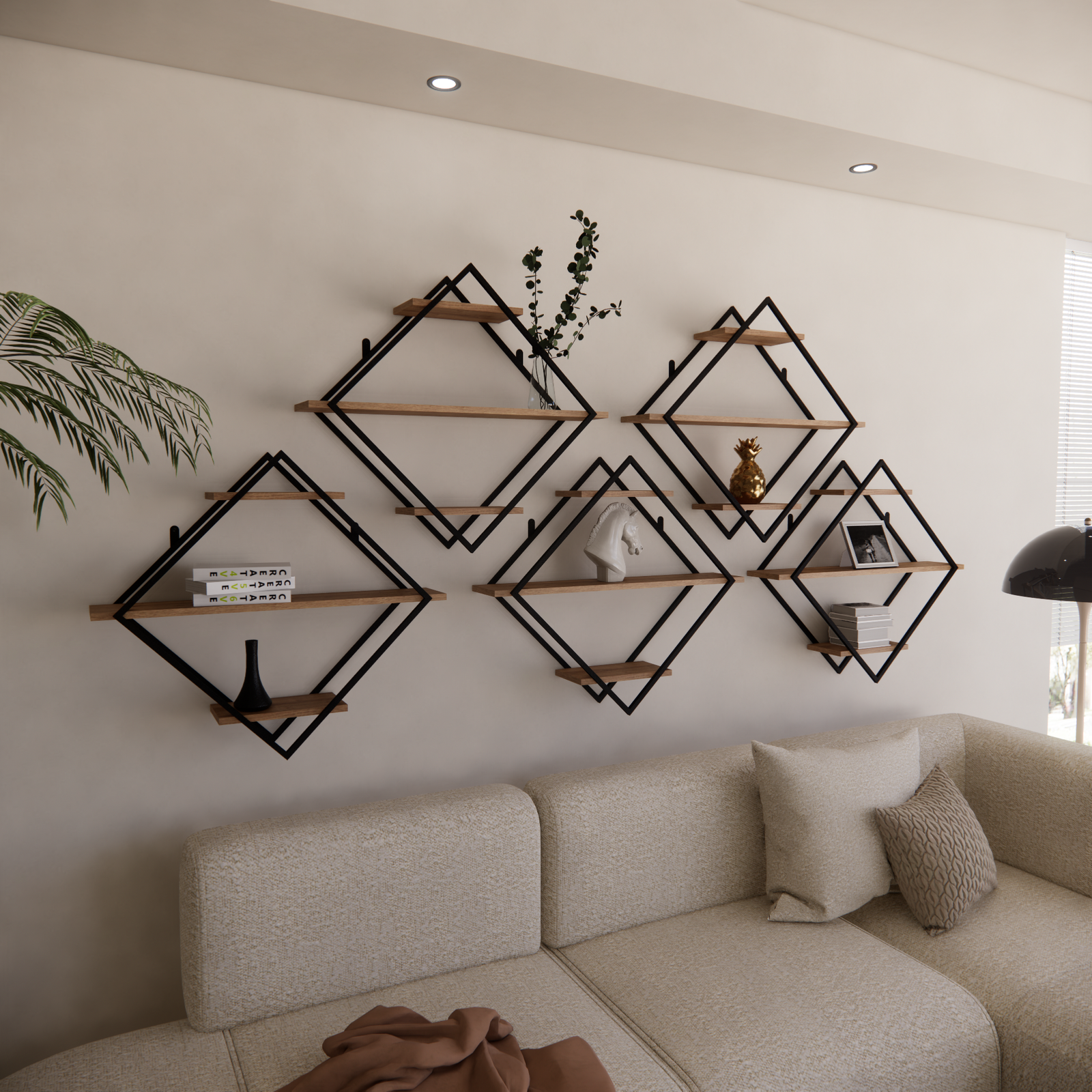 Repisa Librero ROMBO Metal y Madera