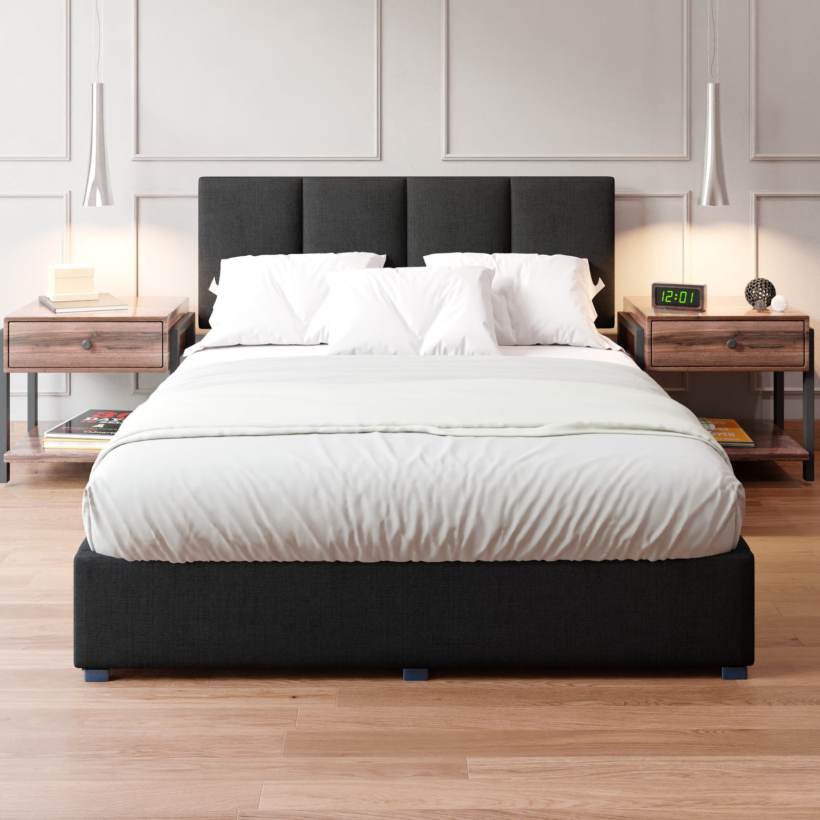 Cama Armable Napoles Lino Negro