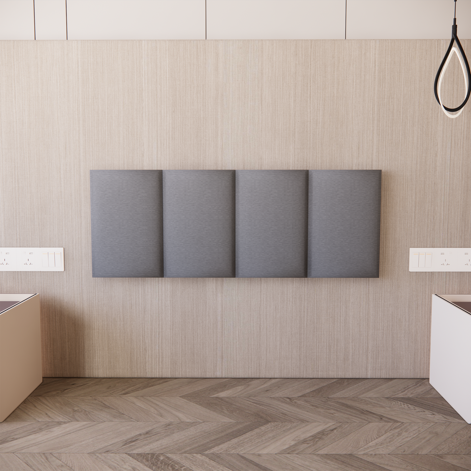 Cabecera para Base de Cama Napoles Empotrable Lino Gris