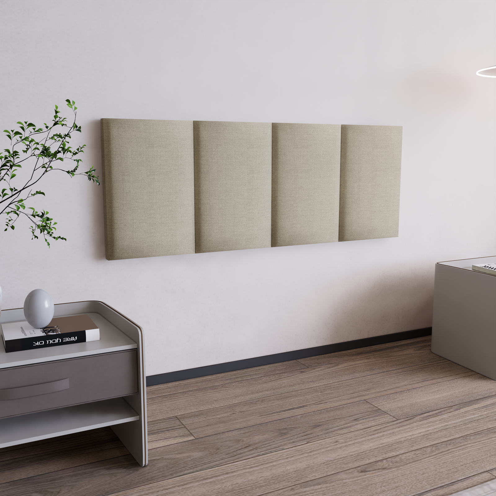 Cabecera para Base de Cama Napoles Empotrable Lino Beige