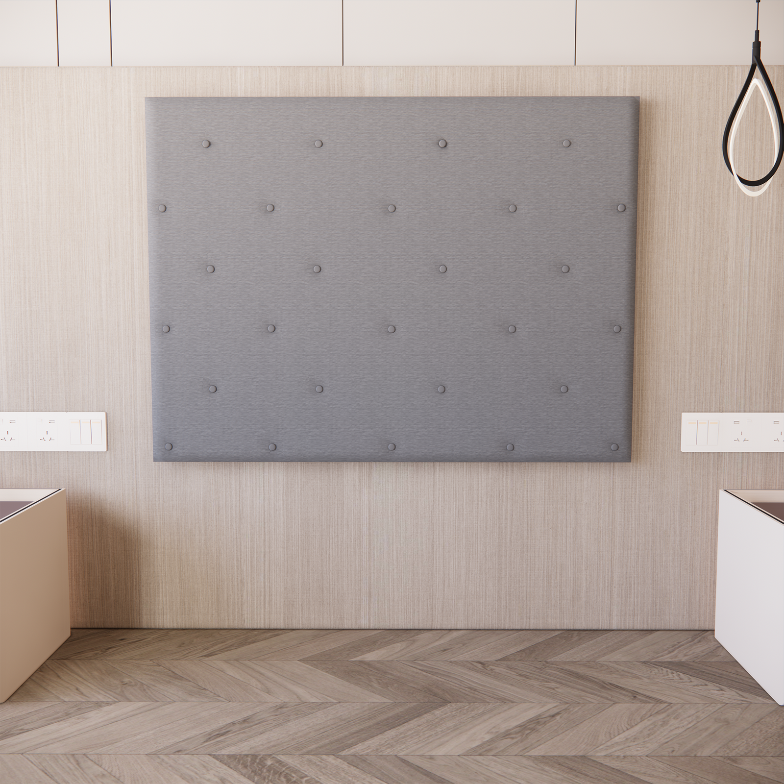 Cabecera para Base de Cama Quintana Empotrable Lino Gris