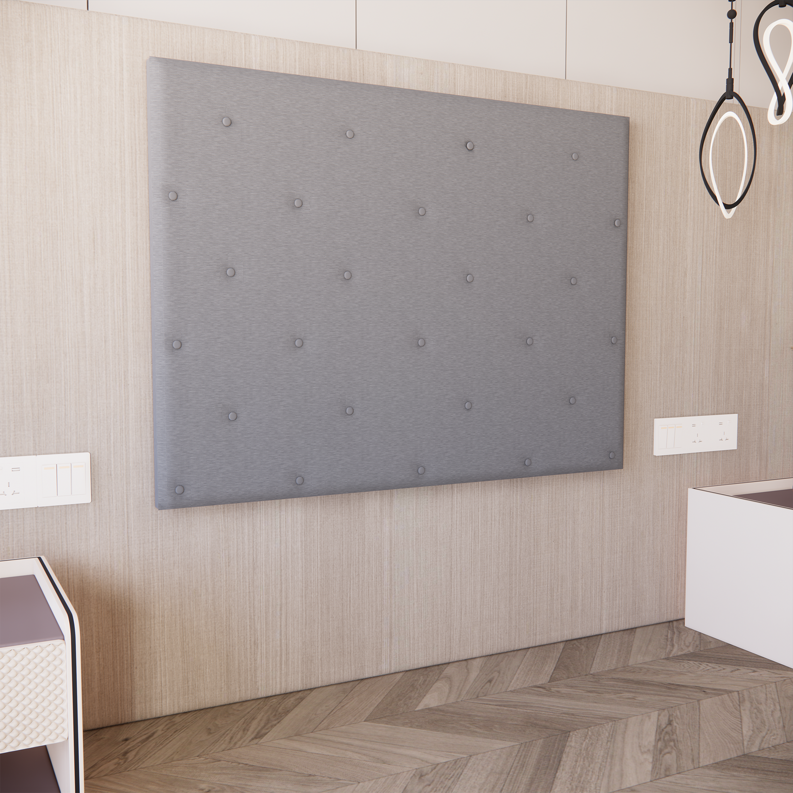 Cabecera para Base de Cama Quintana Empotrable Lino Gris