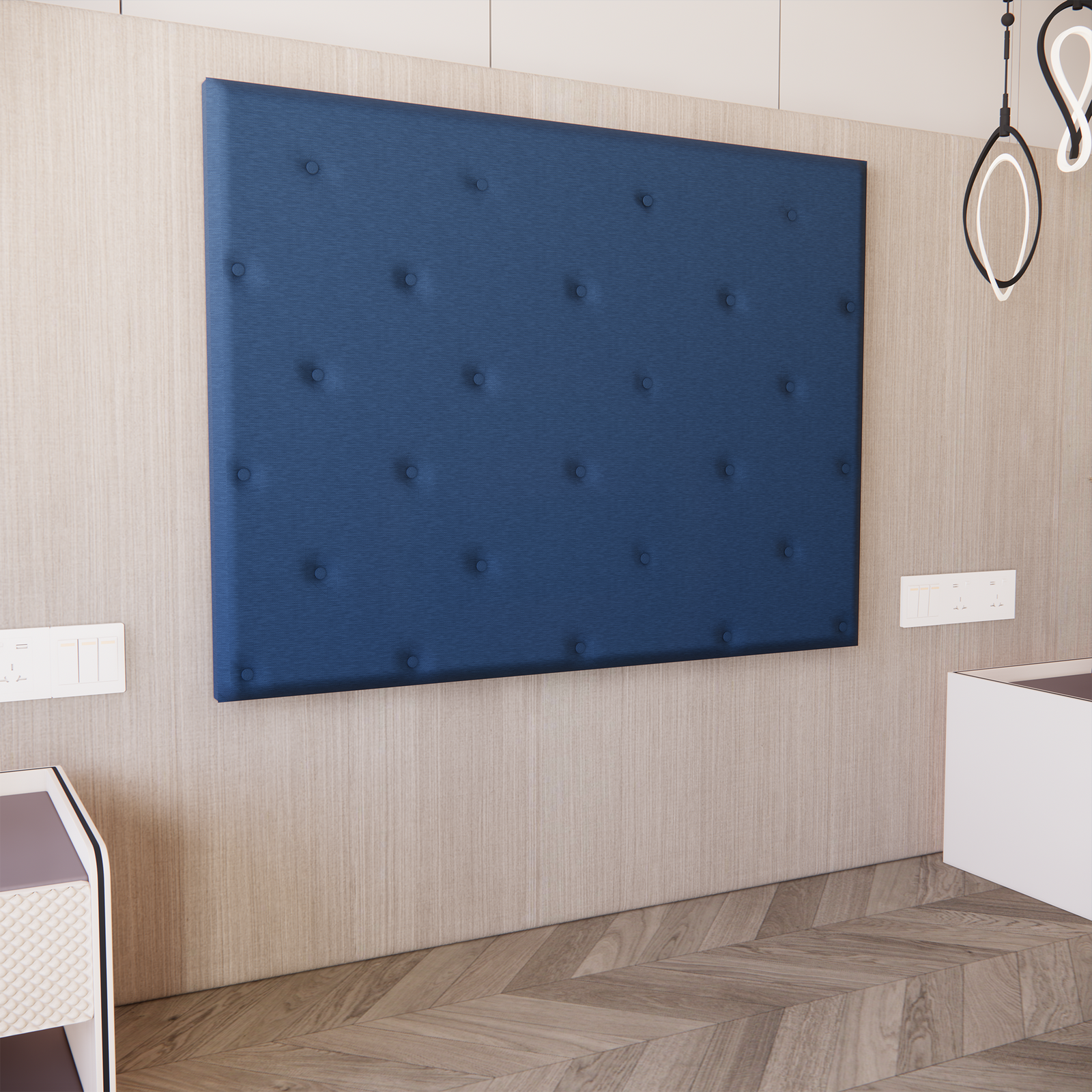 Cabecera para Base de Cama Quintana Empotrable Lino Azul