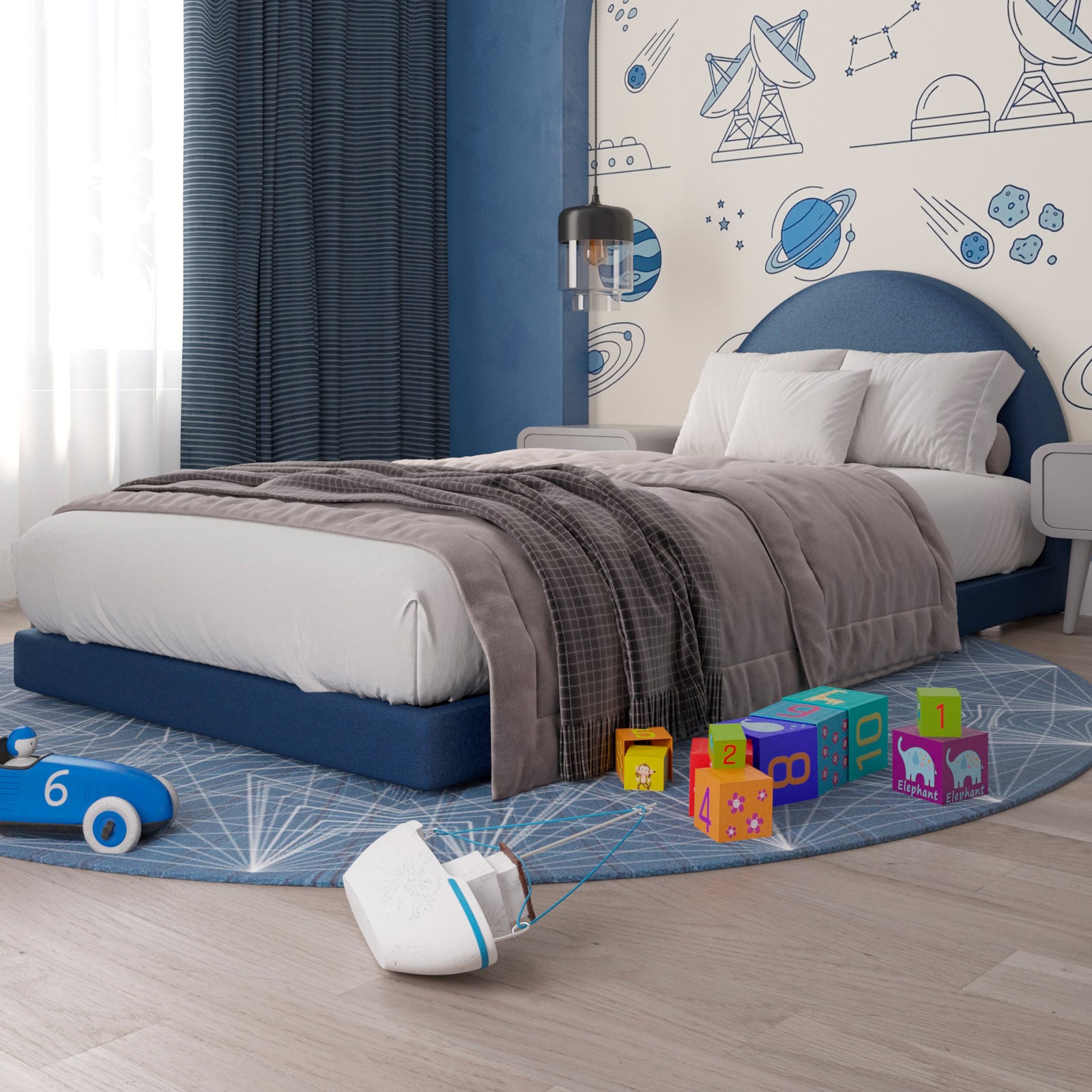 Cama Infantil Luma Terciopelo Azul