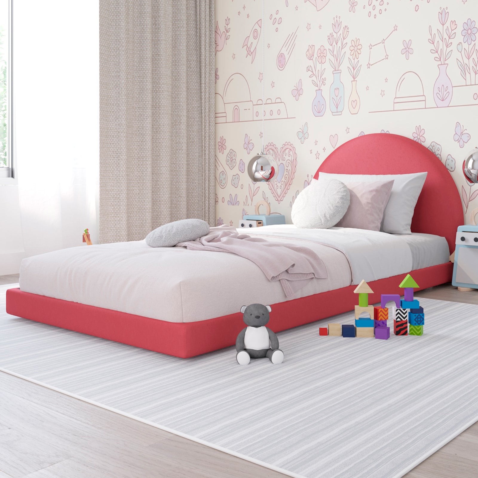 Cama Infantil Luma Terciopelo Rojo