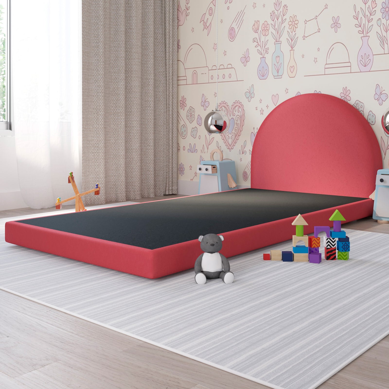 Cama Infantil Luma Terciopelo Rojo