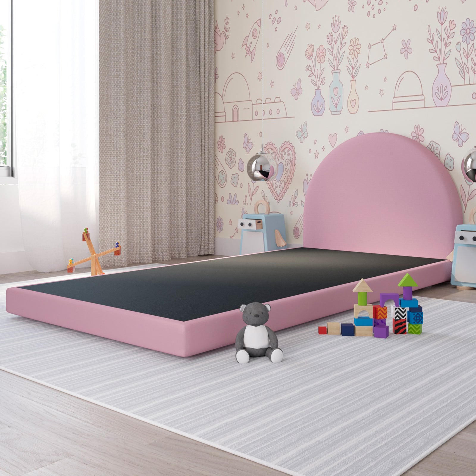Cama Infantil Luma Terciopelo Rosa