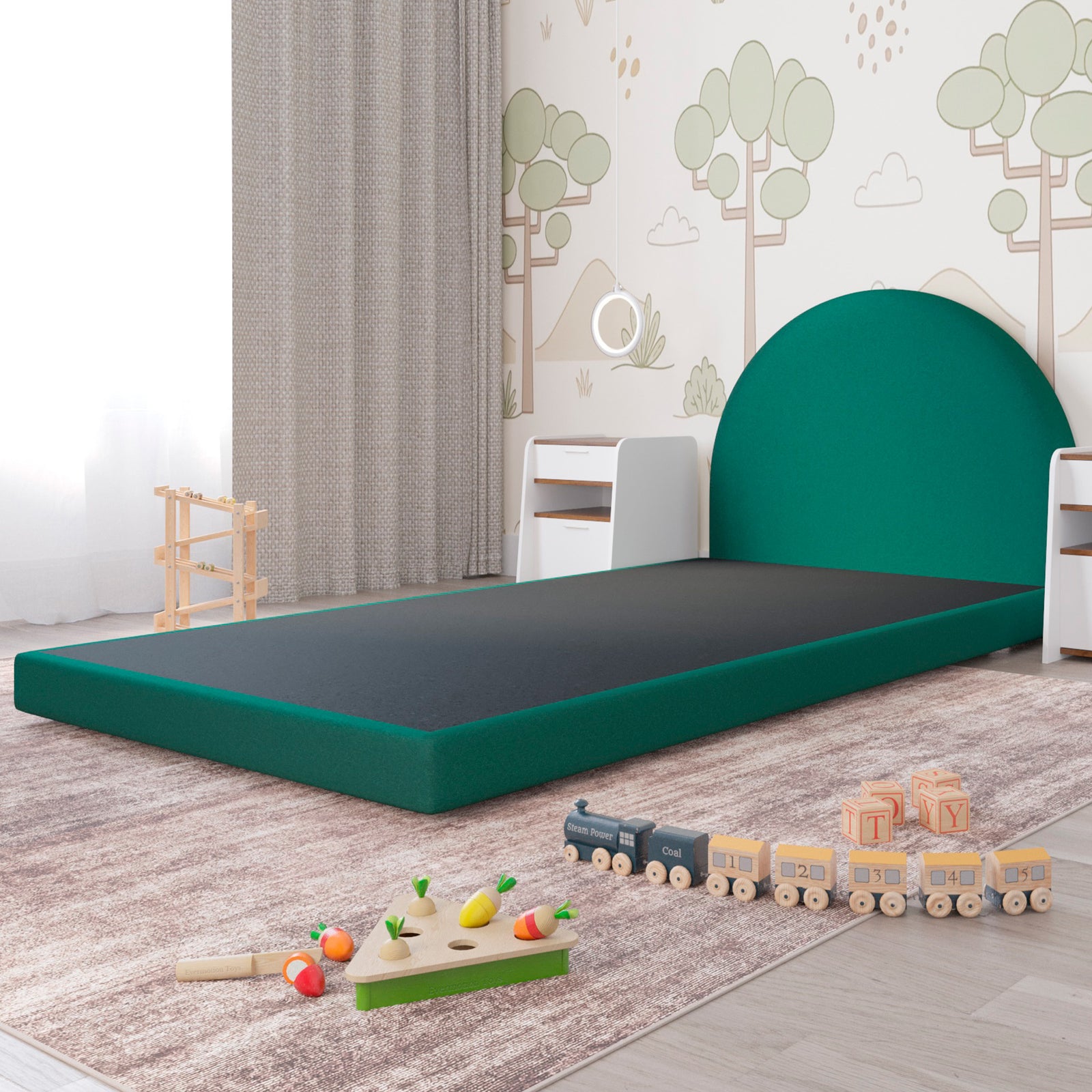 Cama Infantil Luma Terciopelo Verde