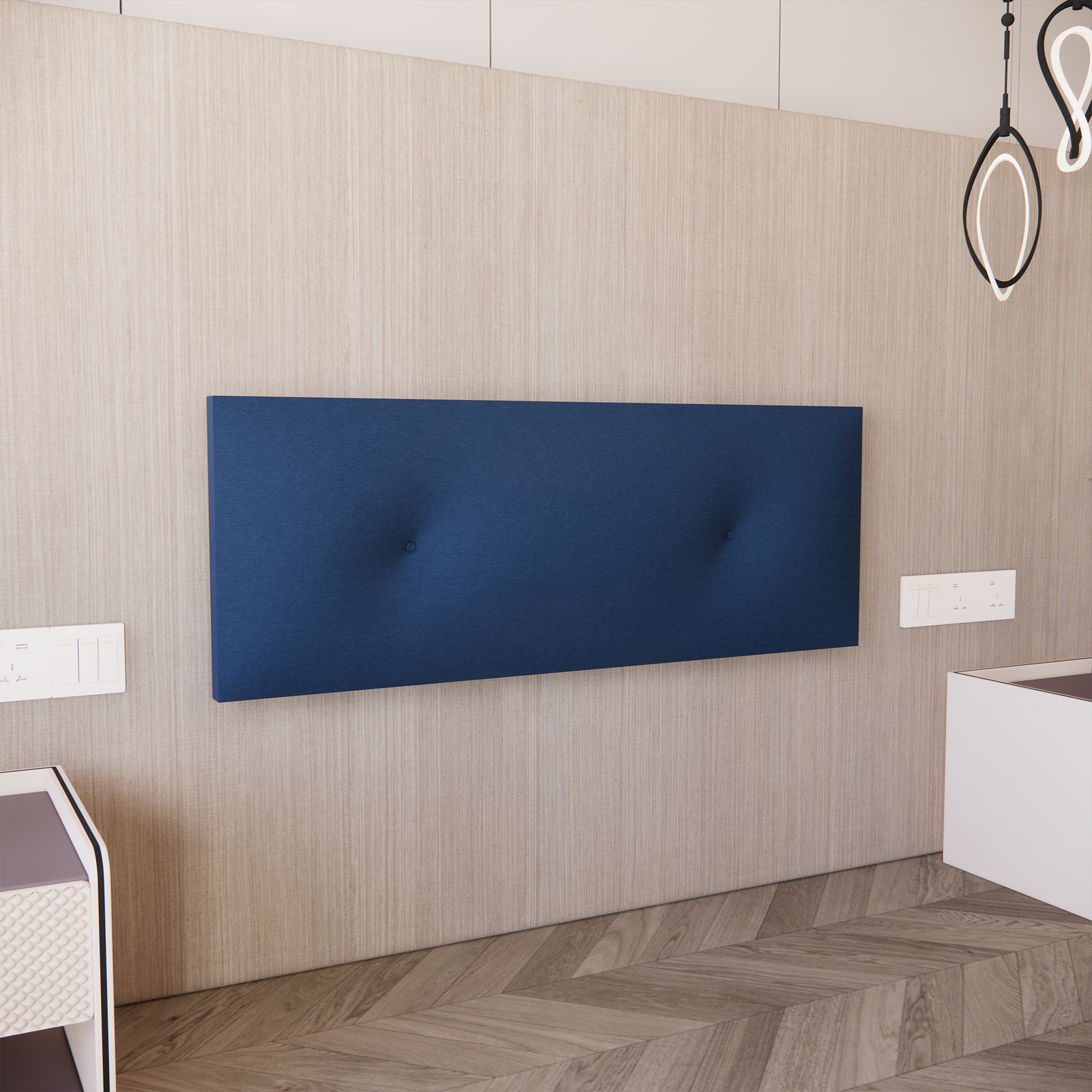 Cabecera para Base de Cama Urban Empotrable Lino Azul